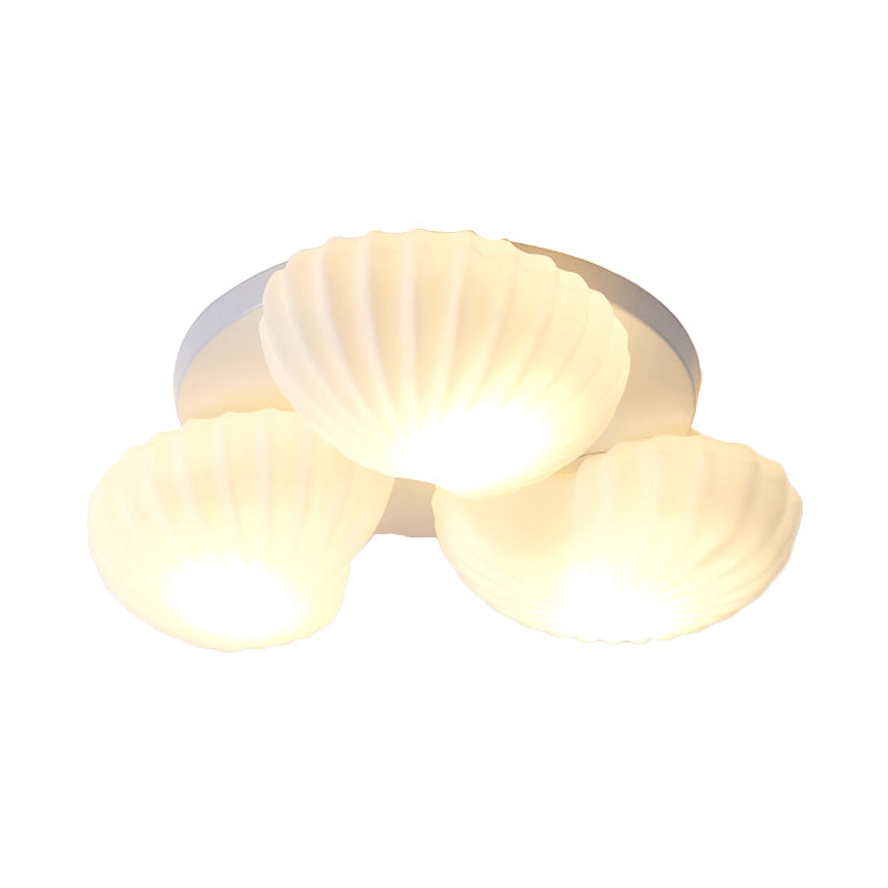 Nautical Glass Scallop Shell Flush Light - 3/5-Light Flush Mount Ceiling Lighting for Living Room