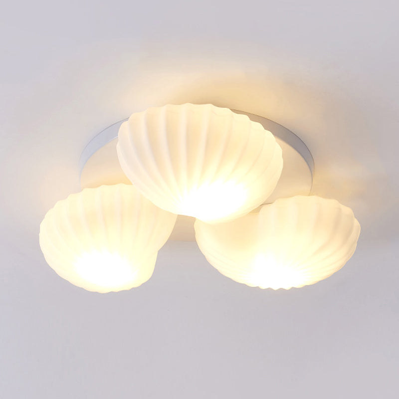 Nautical Glass Scallop Shell Flush Light - 3/5-Light Flush Mount Ceiling Lighting for Living Room