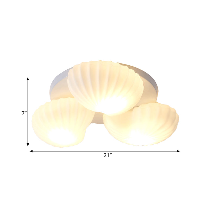 Nautical Glass Scallop Shell Flush Light - 3/5-Light Flush Mount Ceiling Lighting for Living Room