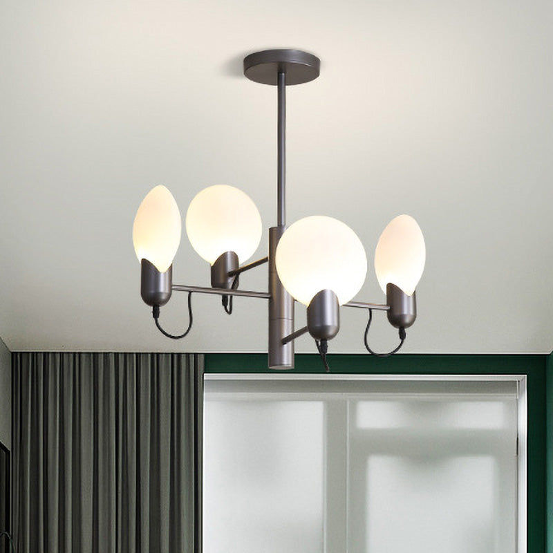 Plafonnier semi-encastré ovale gris argenté moderne avec verre opale pour chambre à coucher