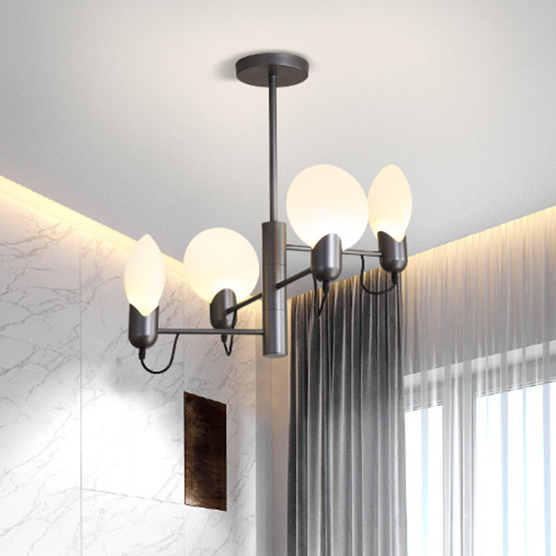 Plafonnier semi-encastré ovale gris argenté moderne avec verre opale pour chambre à coucher