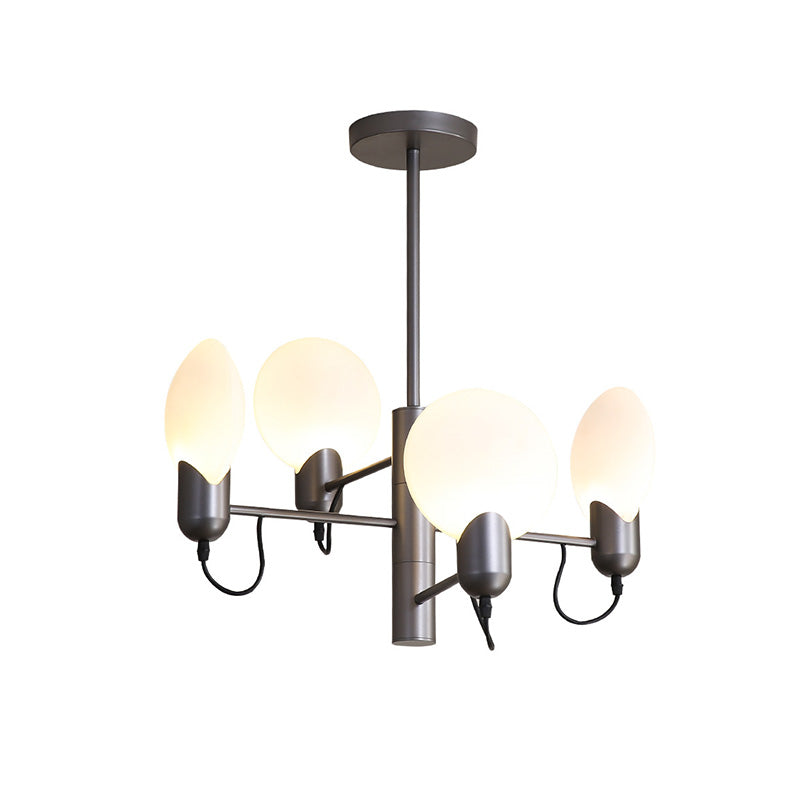 Plafonnier semi-encastré ovale gris argenté moderne avec verre opale pour chambre à coucher