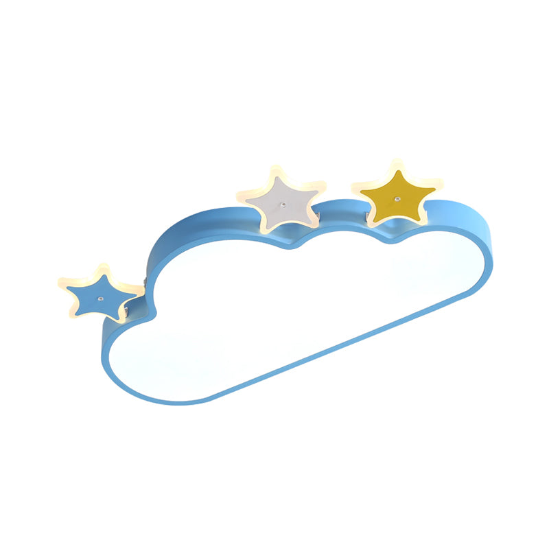 Cartoon Pink/Blue LED Cloud-with-Star Flushmount Ceiling Light for Children's Room