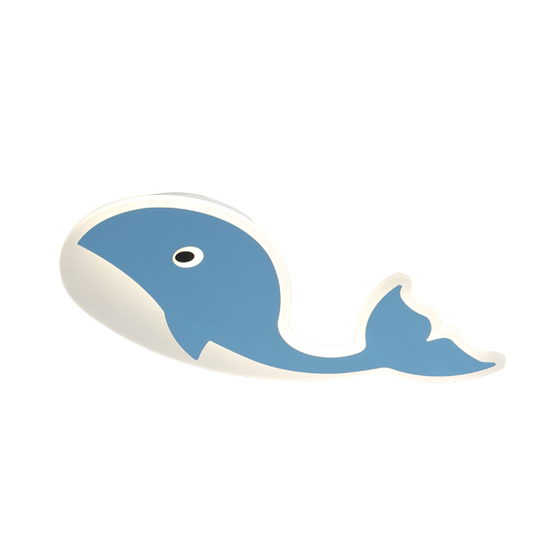 Cartoon Whale Flush Mount Lamp - Ultrathin Acrylic LED Ceiling Light for Kids' Room (Pink/Blue)