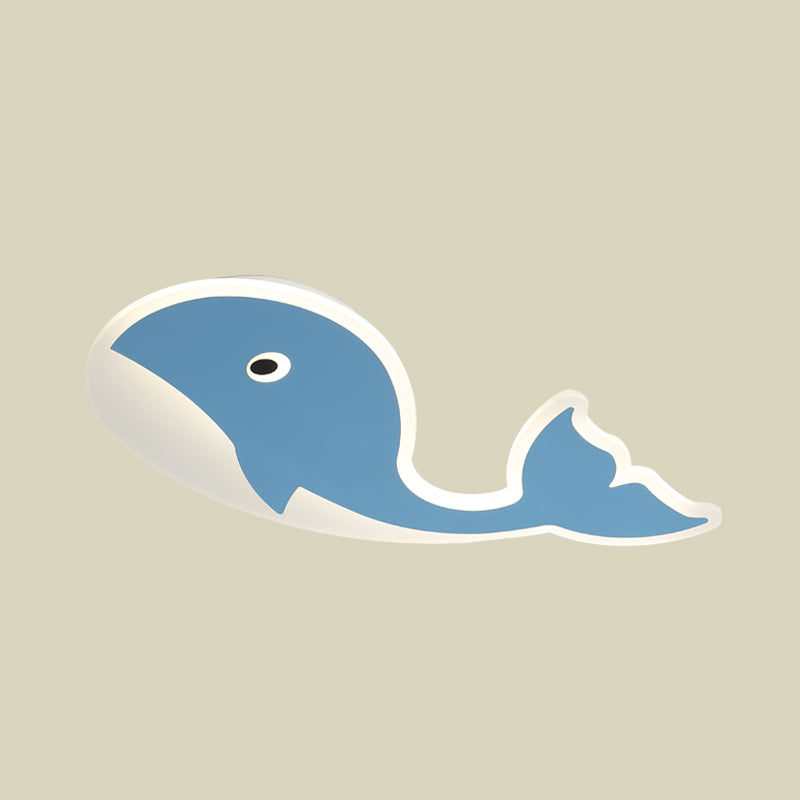 Cartoon Whale Flush Mount Lamp - Ultrathin Acrylic LED Ceiling Light for Kids' Room (Pink/Blue)