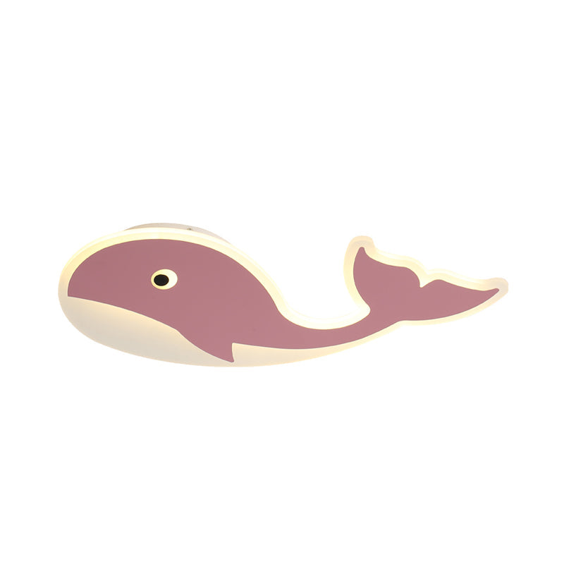 Cartoon Whale Flush Mount Lamp - Ultrathin Acrylic LED Ceiling Light for Kids' Room (Pink/Blue)