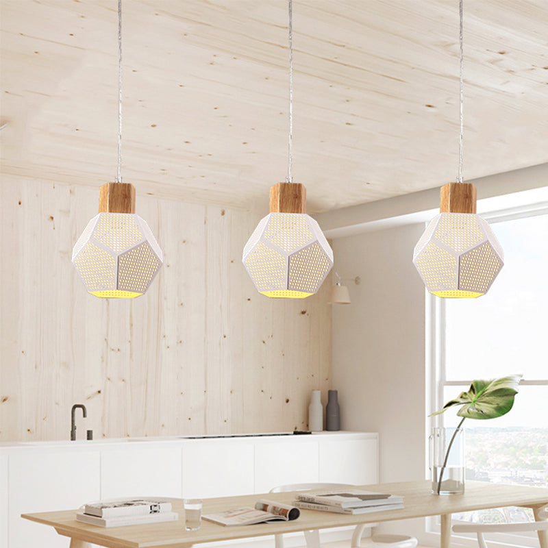 Modern White Hanging Light – Metal Shade Pendant Fixture for Bedroom Lighting