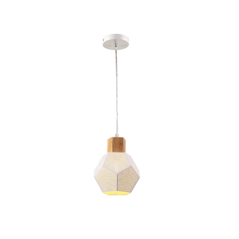 Modern White Hanging Light – Metal Shade Pendant Fixture for Bedroom Lighting