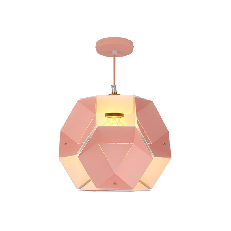 Hexagon Macaron Drop Pendant Light in Yellow/Pink for Restaurants