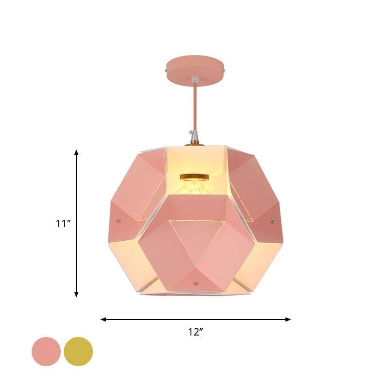 Hexagon Macaron Drop Pendant Light in Yellow/Pink for Restaurants