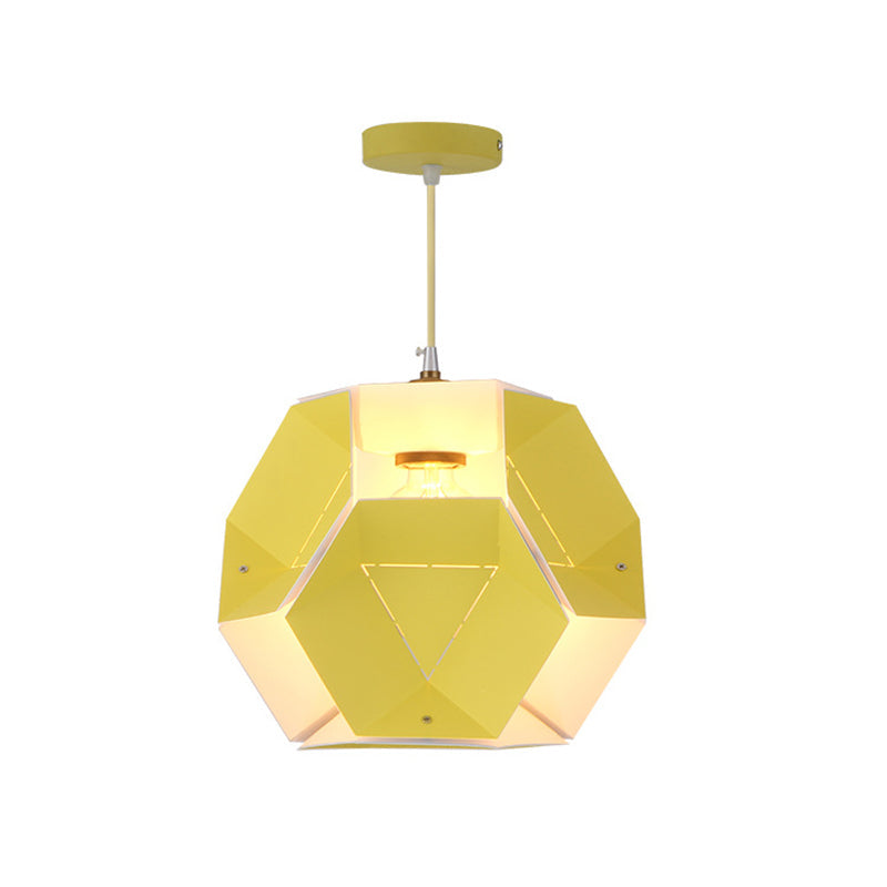 Hexagon Macaron Drop Pendant Light in Yellow/Pink for Restaurants