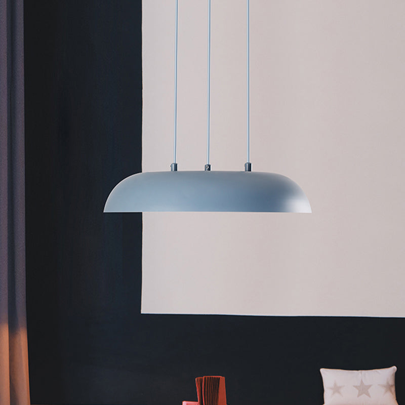 Macaron Pendant Lamp: Pink/Blue/Green Single Iron Hanging Light With Disc Bottom Perfect Over Table