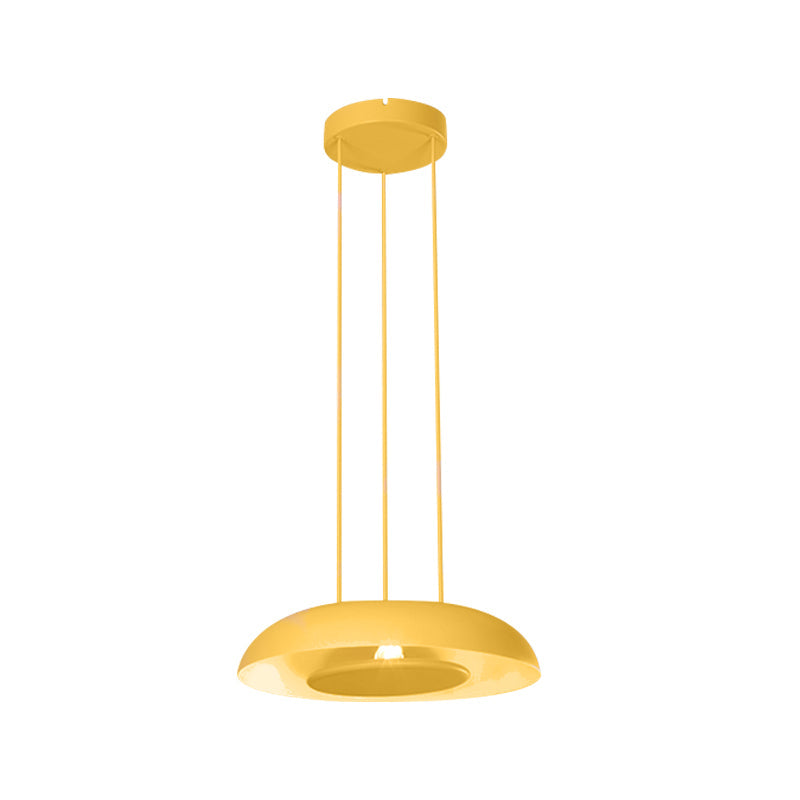 Macaron Pendant Lamp: Pink/Blue/Green Single Iron Hanging Light With Disc Bottom Perfect Over Table