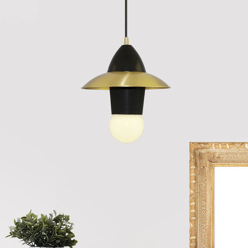 Mid Century Black And Gold Flare Dress Fabric Hanging Pendant Ceiling Lamp For Sitting Rooms -