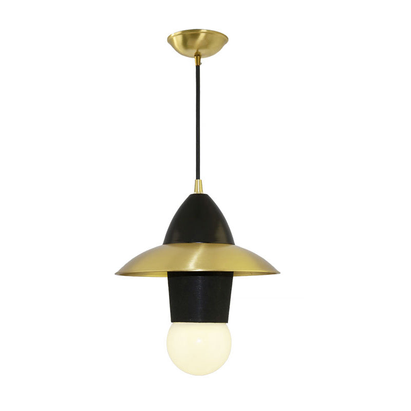 Black and Gold Mid Century Hanging Pendant Flare Dress Ceiling Lamp with 1-Light for Sitting Room