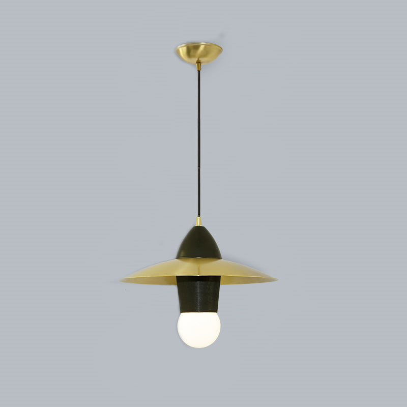 Black and Gold Mid Century Hanging Pendant Flare Dress Ceiling Lamp with 1-Light for Sitting Room
