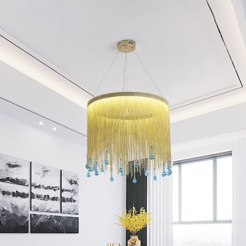 Lampe suspendue à franges élégante : luminaire suspendu à LED moderne en aluminium