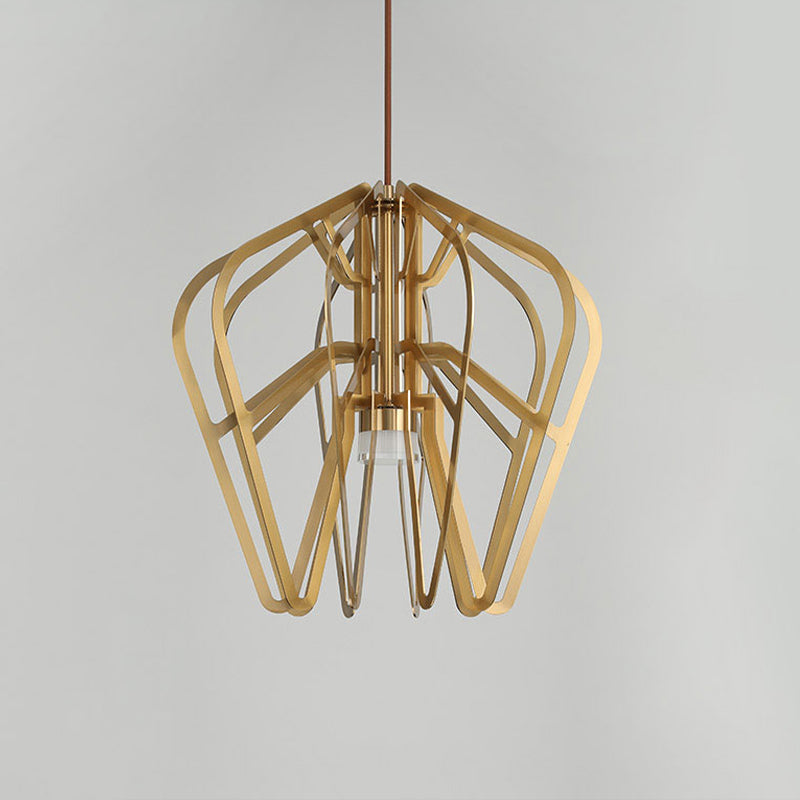 Gold Crown Shaped LED Bistro Drop Pendant | Postmodern Metal Hanging Light