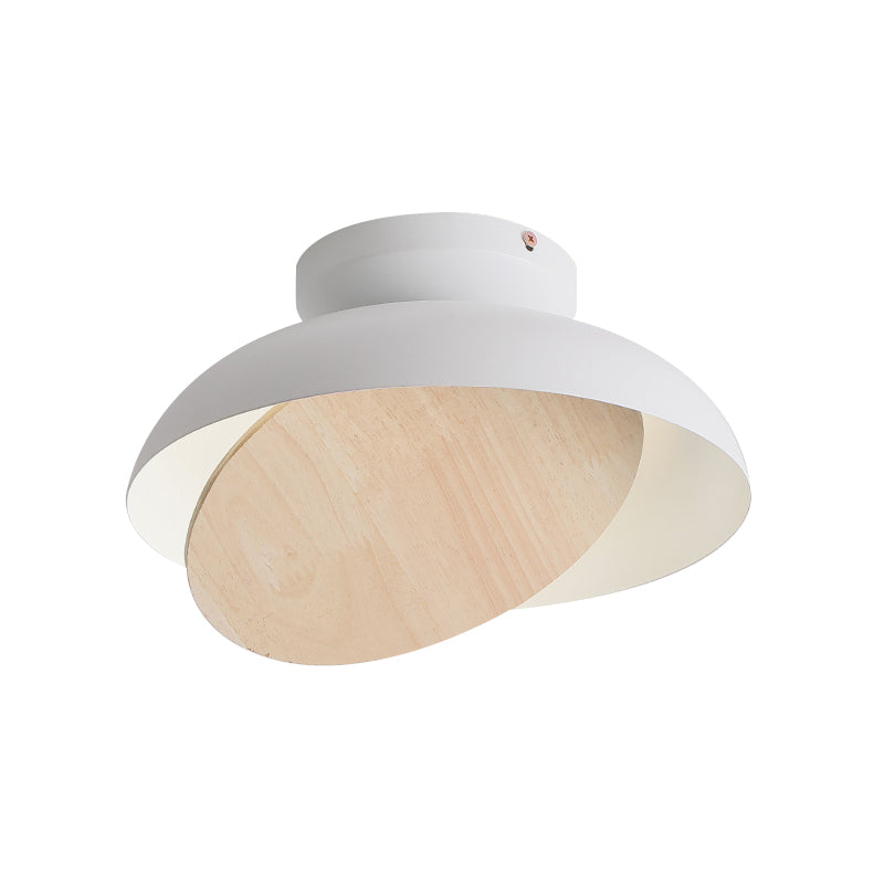Ceiling Light with Mobile Wood Shield - Macaron Iron Flush Mount LED - Yellow/Pink/Green - Foyer