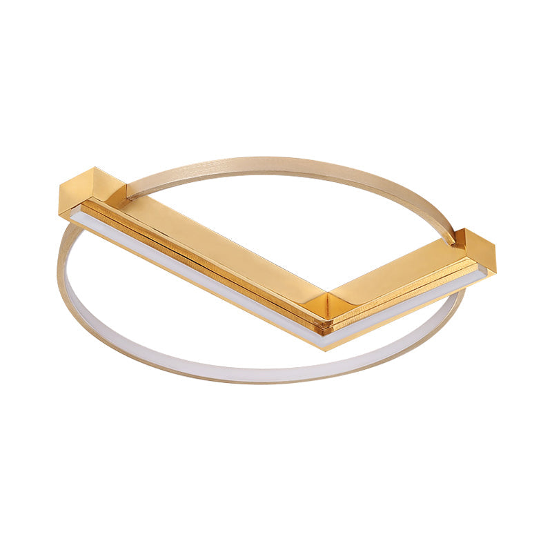 Minimalist Gold Flush Mount LED Ceiling Light Fixture, Aluminum, 18"/23.5" Width - Ideal for Living Room