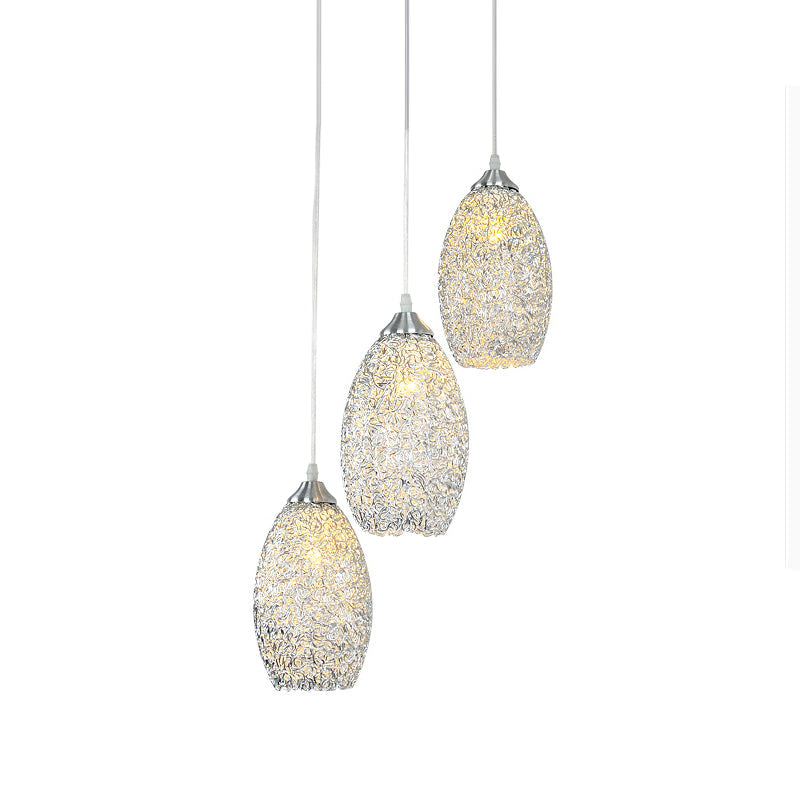 Contemporary Aluminum Cluster Pendant Light With Chrome Finish - Perfect For Dining Room