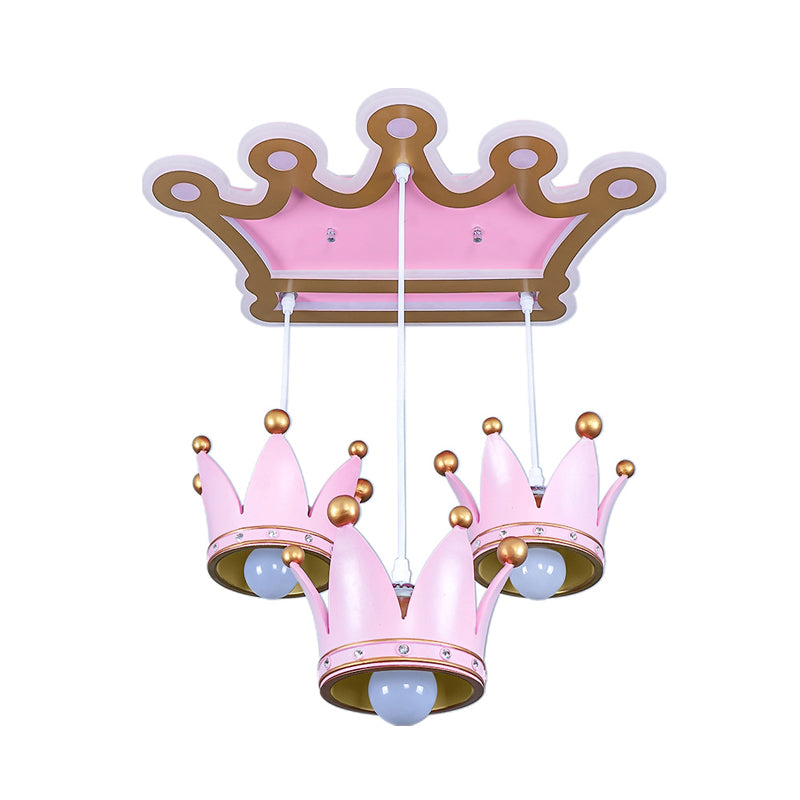 Cartoon Pink Resin Ceiling Flush Mount Light with 3 Head Design and Drapes