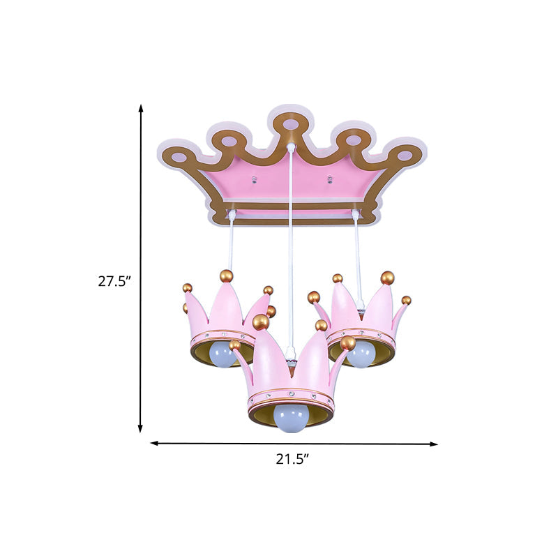 Cartoon Pink Resin Ceiling Flush Mount Light with 3 Head Design and Drapes