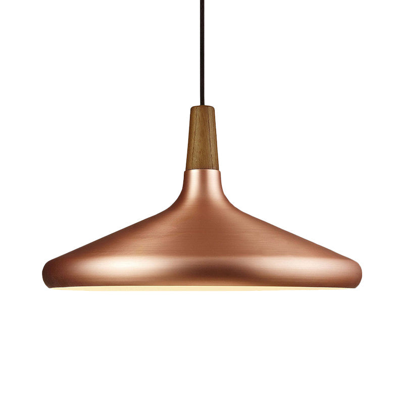 Suspension industrielle pour restaurant à éclairage vers le bas - Largeur de 7"/10,5"/16", 1 tête, abat-jour évasé en aluminium, or rose