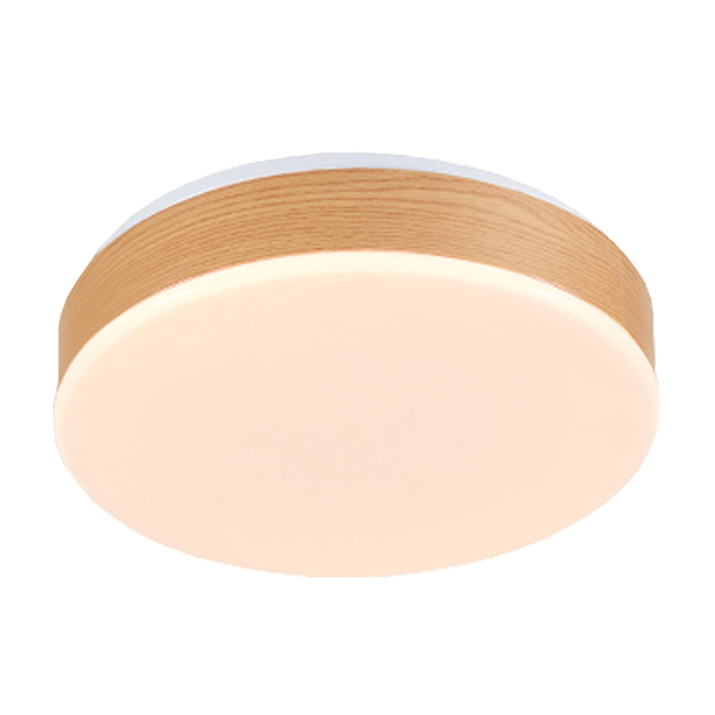 Luminaire encastré rond en bois à LED moderne - Lampe encastrée beige élégante pour le hall d'entrée