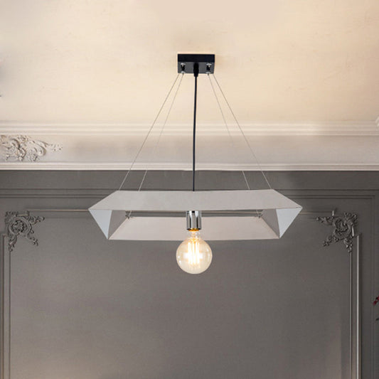 Modern Geometric Frame Pendant Lamp in White - Stylish Bedroom Ceiling Light
