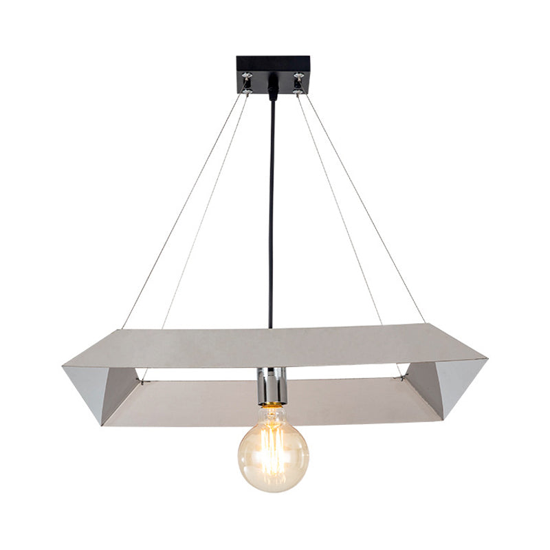 Modern Geometric Frame Pendant Lamp in White - Stylish Bedroom Ceiling Light