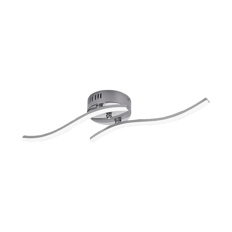 Plafonnier LED semi-encastré contemporain en nickel pour salon - Lumière chaude/blanche