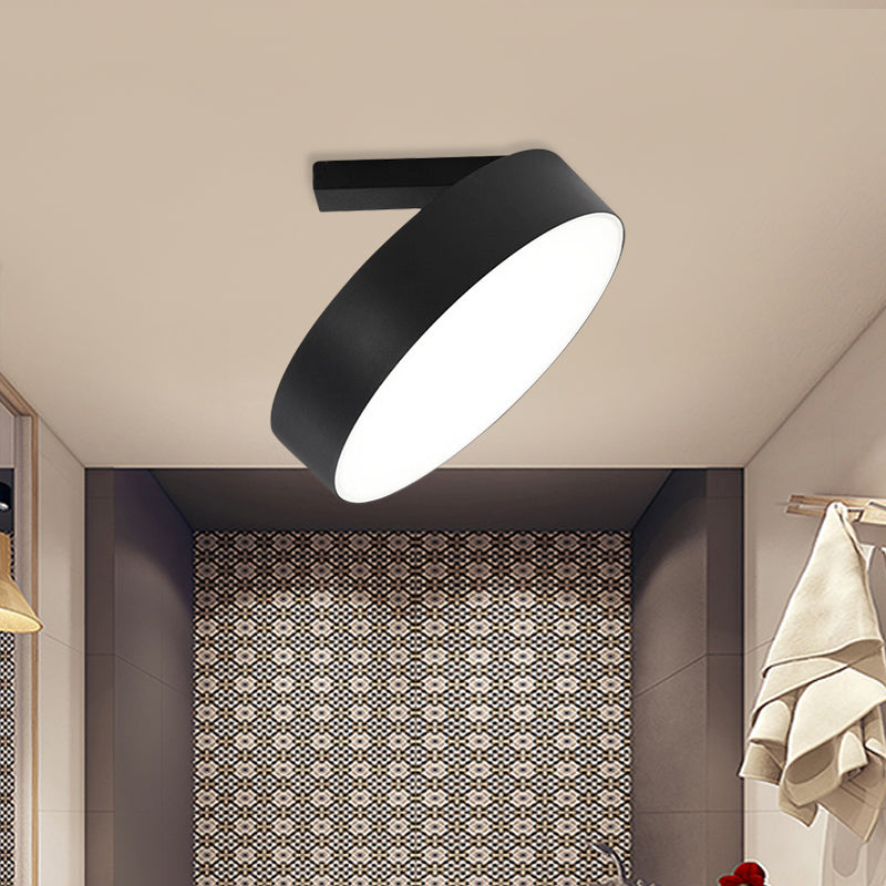 Modern Round LED Flushmount Ceiling Light in Black - 8"/12" Diameter