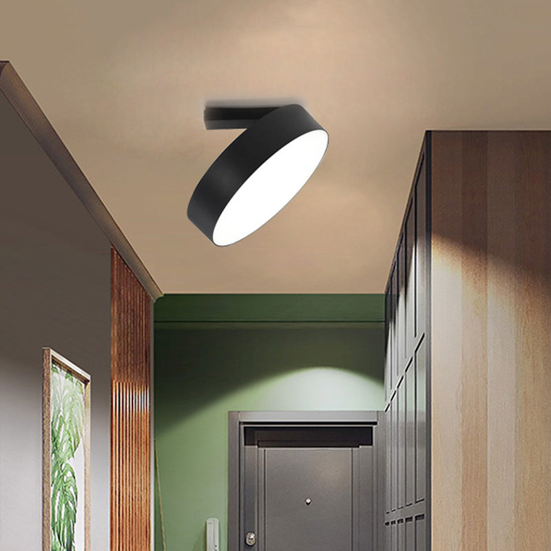 Modern Round LED Flushmount Ceiling Light in Black - 8"/12" Diameter