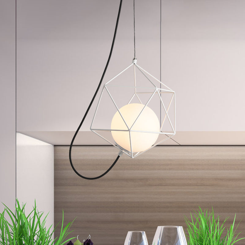 Macaron Style Ceiling Pendant With Wire Cage Design - White/Orange/Green Finish