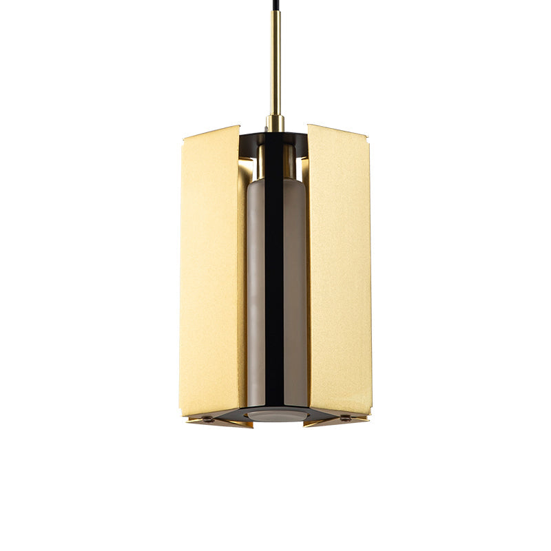 Gold Metal Geometric Bedside Pendant Light With Led Modern Hanging Lamp