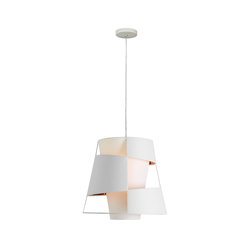 Lampe suspendue moderne en métal découpée au laser - Lampe suspendue en forme de tonneau blanc/noir avec 1 ampoule