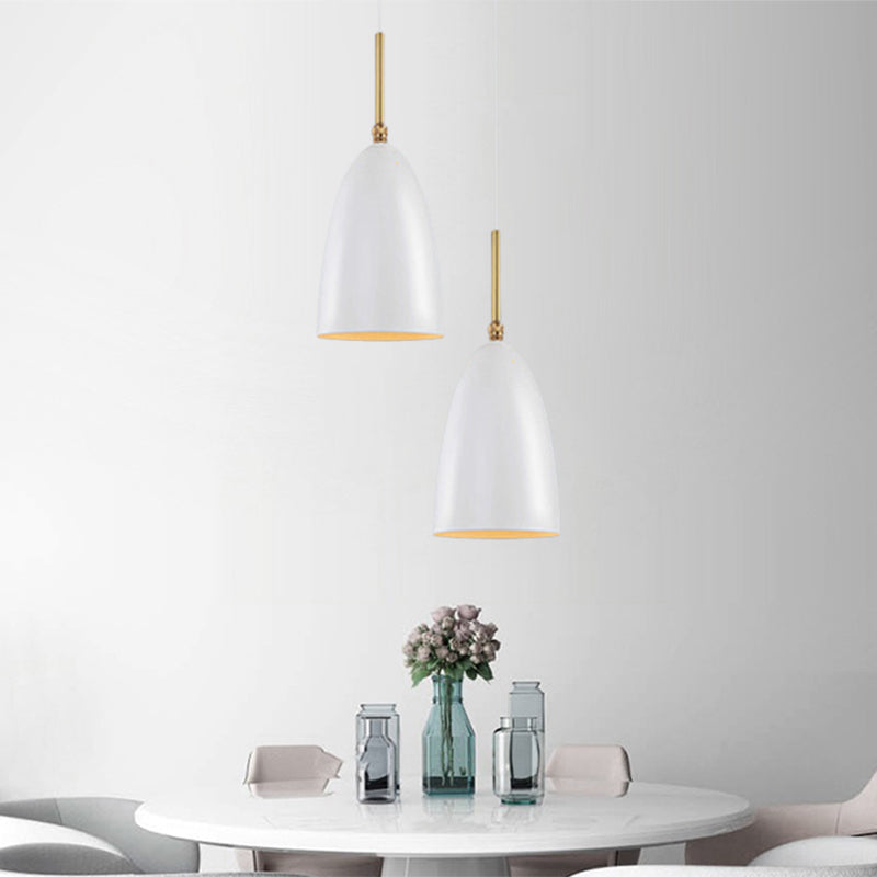 Modern White Bedroom Pendant Light with Iron Shade