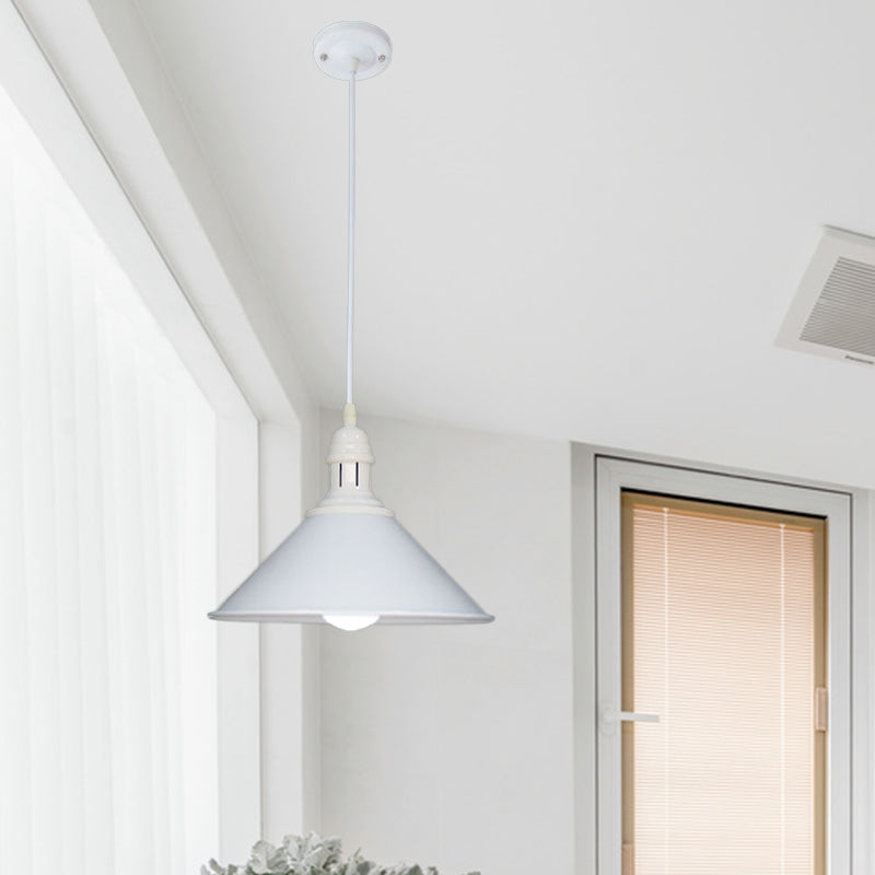 Conical Farmhouse Style Black/White Ceiling Pendant Light Fixture