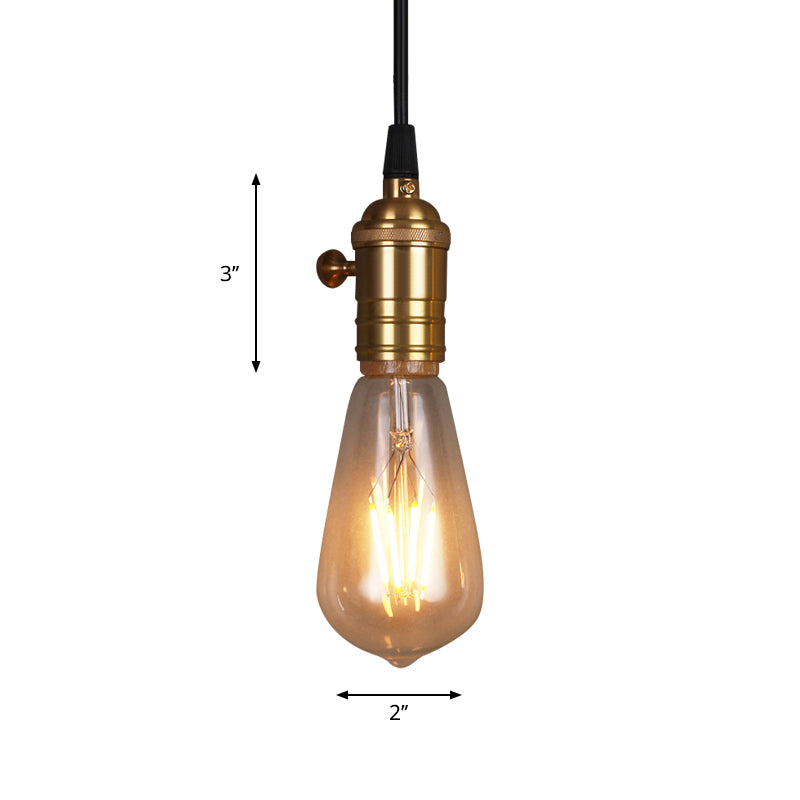 Industrial Vintage Bare Bulb Pendant Light with Brass Finish - Ideal for Restaurants
