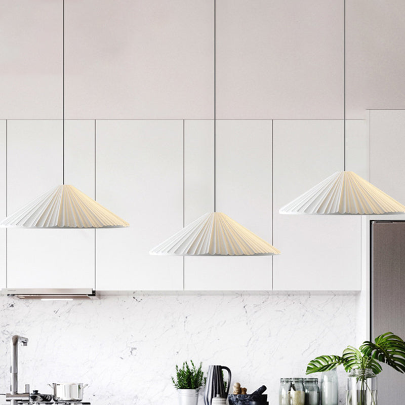 Modern Nordic Style Conic Pendant Light in Blue/Pink/White - Ribbed Design, 12.5"/16.5" Width - Ideal for Bedroom