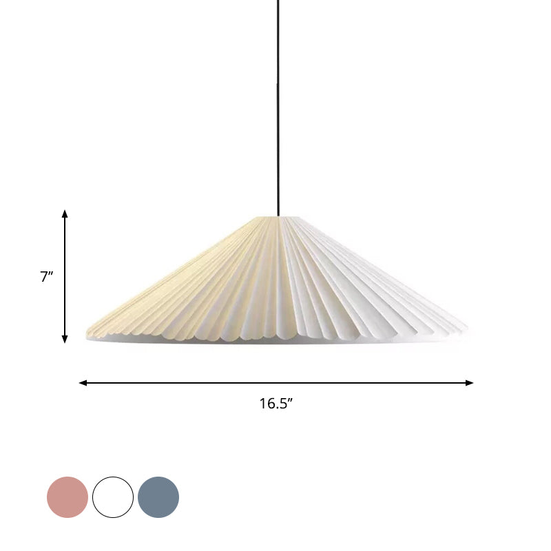 Modern Nordic Style Conic Pendant Light in Blue/Pink/White - Ribbed Design, 12.5"/16.5" Width - Ideal for Bedroom