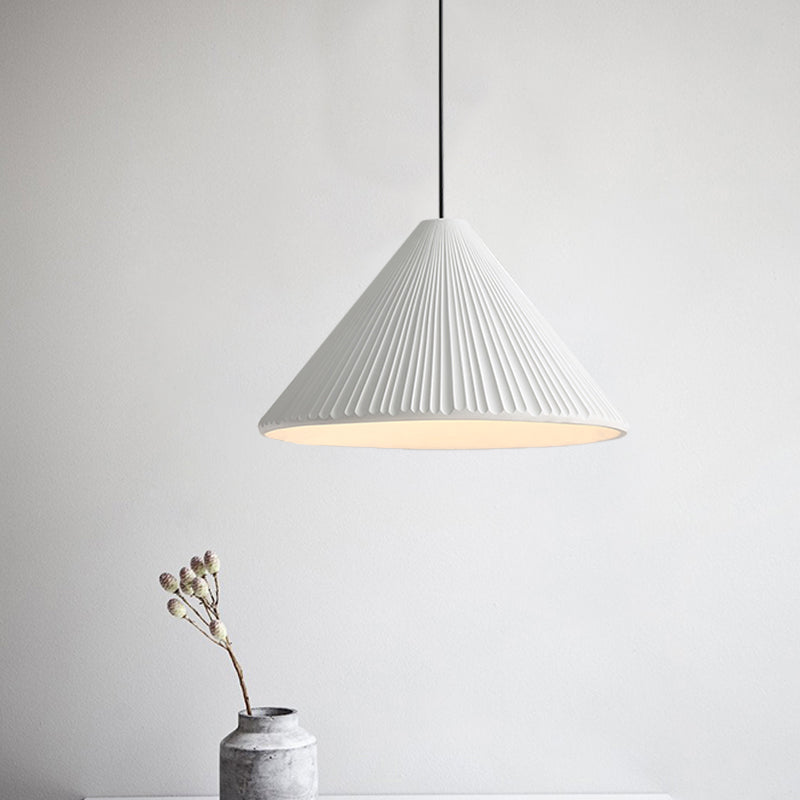 Modern Nordic Style Conic Pendant Light in Blue/Pink/White - Ribbed Design, 12.5"/16.5" Width - Ideal for Bedroom