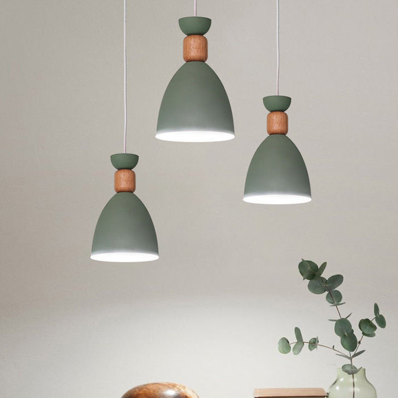Suspension en forme de dôme de style macaron - Cordon réglable, gris/blanc/vert - Idéal pour la décoration de table