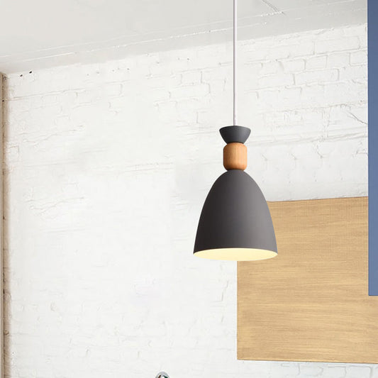 Macaron Style Dome Pendant Light - Adjustable Cord, Grey/White/Green - Ideal for Table Decor