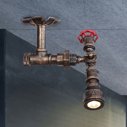 Steampunk Semi-Flush Mount Metal Pipe Light - Indoor Lighting