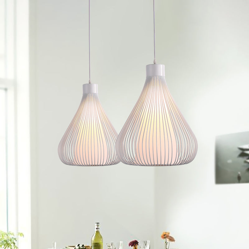 Luminaire suspendu en forme de cage en forme de larme noir/blanc métallisé