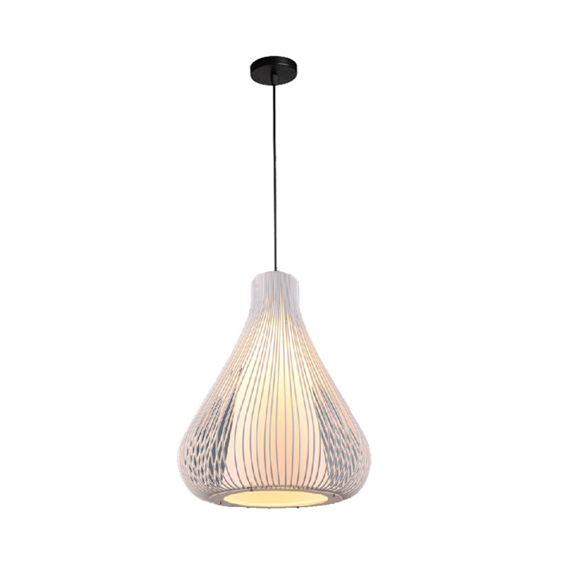 Luminaire suspendu en forme de cage en forme de larme noir/blanc métallisé