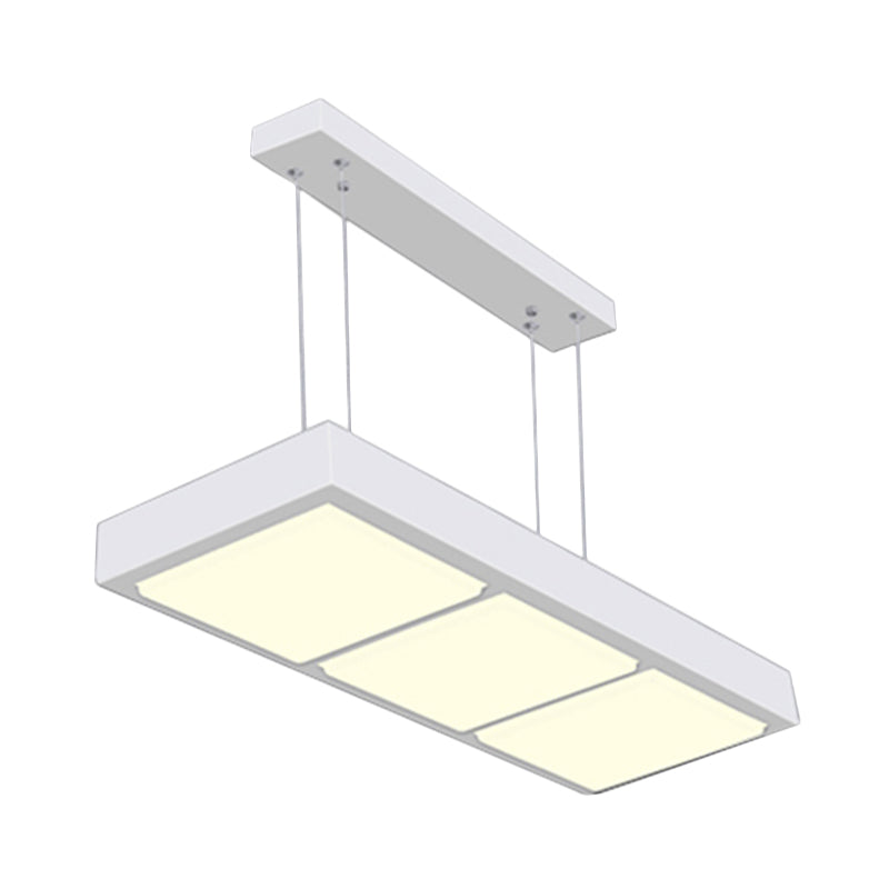 Modern Metal Rectangular Island Lamp With 3/4/5 Lights In Black/White - Office Hanging Light