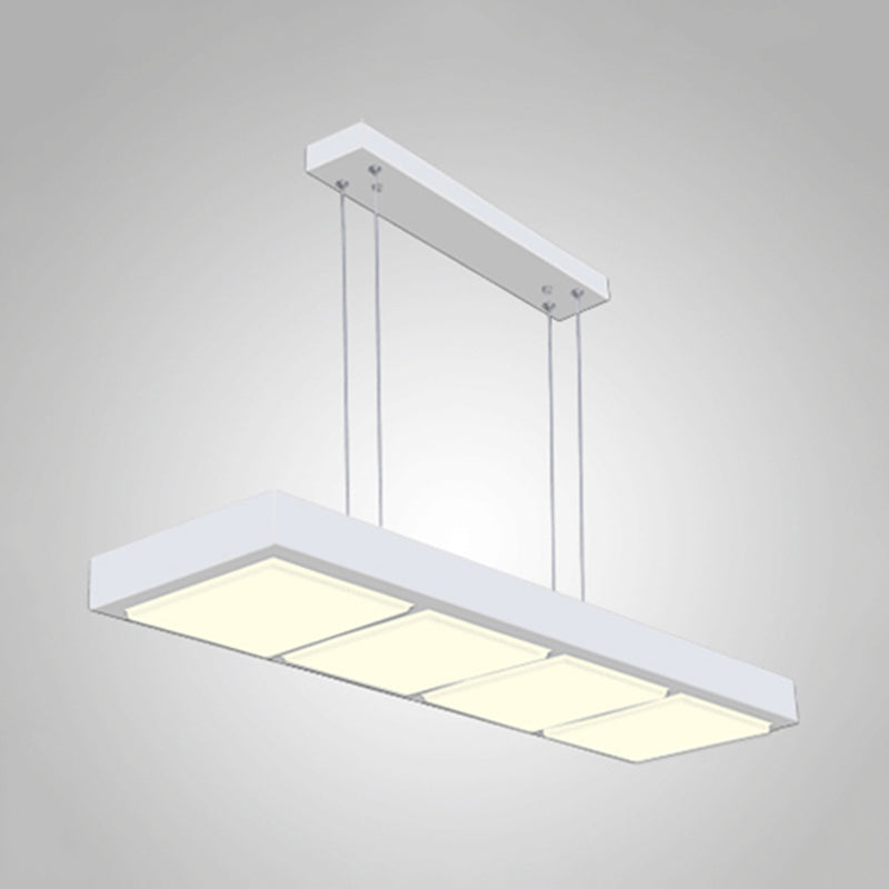 Modern Metal Rectangular Island Lamp With 3/4/5 Lights In Black/White - Office Hanging Light